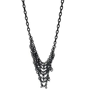 Heavy Metal Chain Bib Necklace Silver Tone Gothic Steam Punk Fashion Jewelry